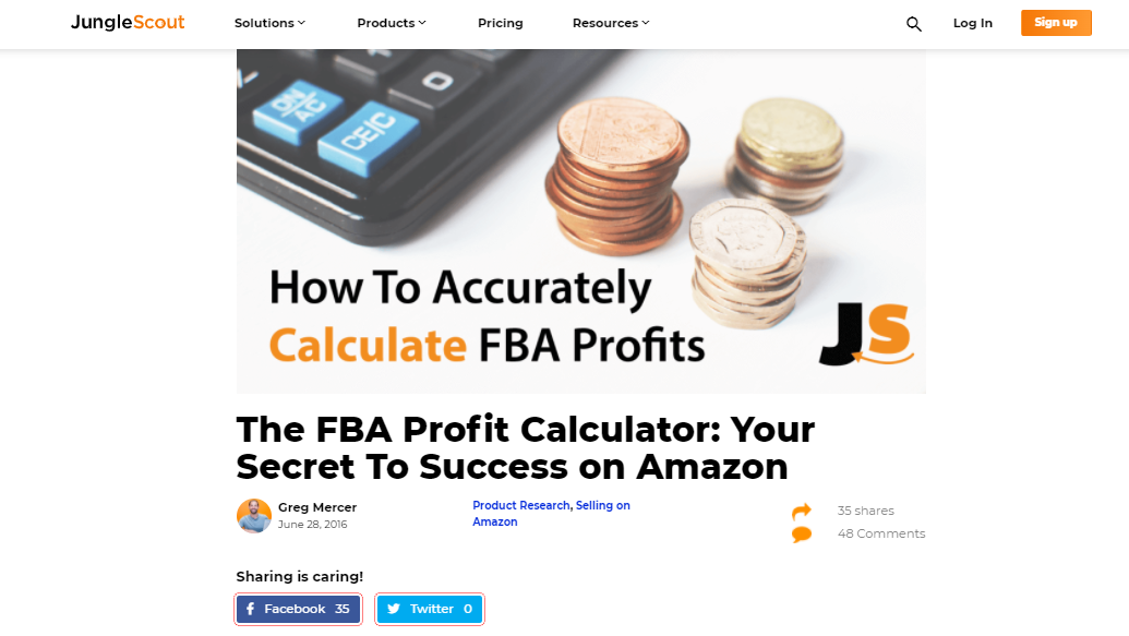 Jungle Scout FBA Profit Calculator