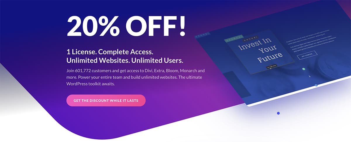 Divi 20% OFF in 2023