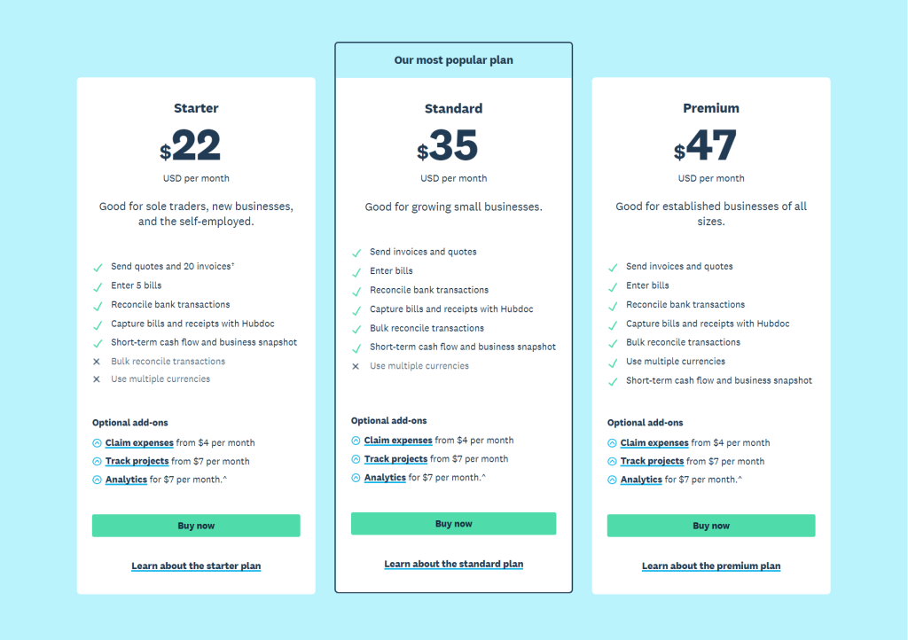 Xero Pricing Plan Xero Pricing Plan