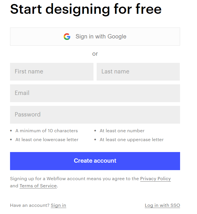 Create Account Create Account