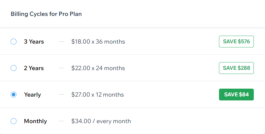 Yearly Billing Yearly Billing