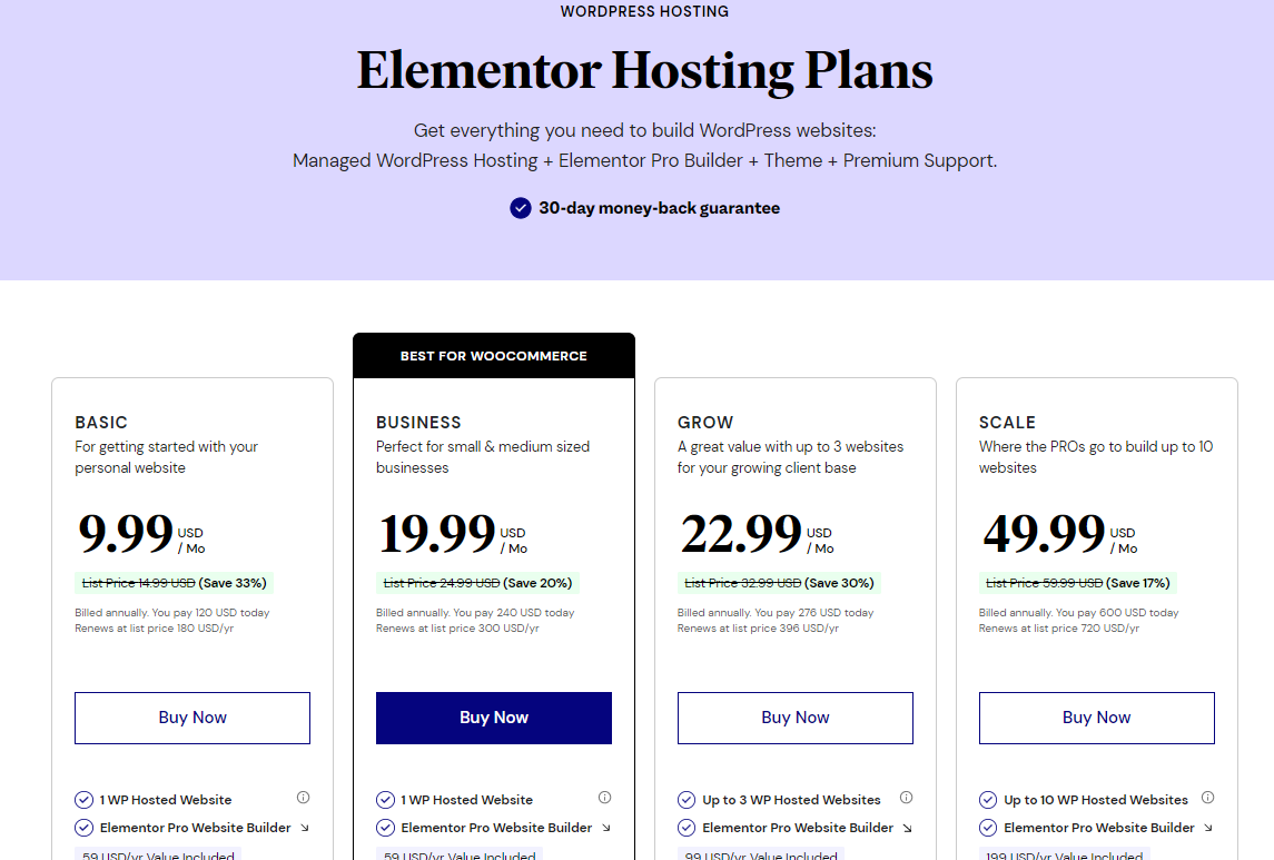 Elementor Hosting Price