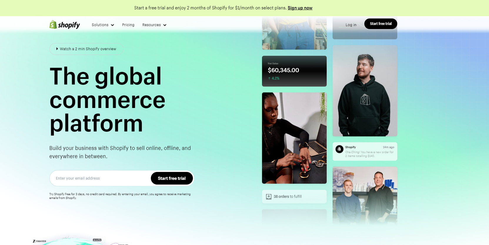 Shopify homepage Shopify homepage