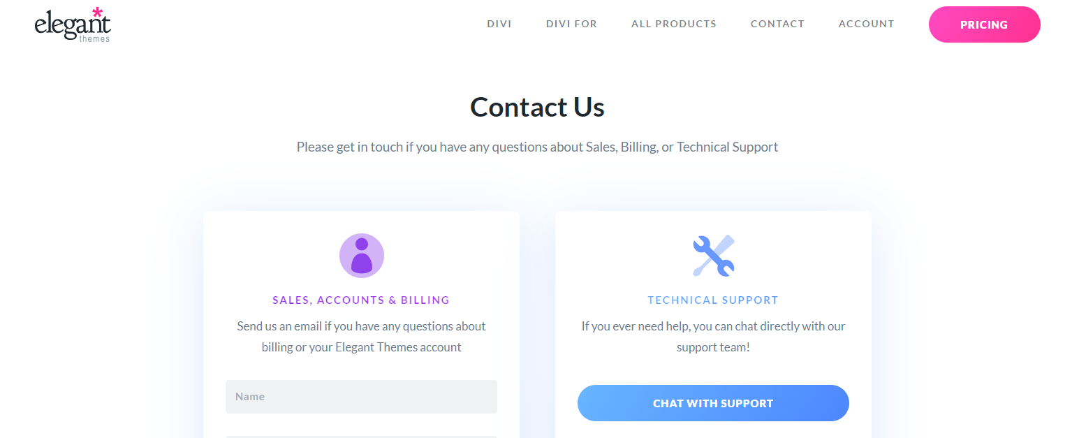 Divi Customer Support