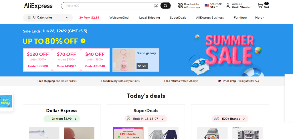 AliExpress official page AliExpress official page