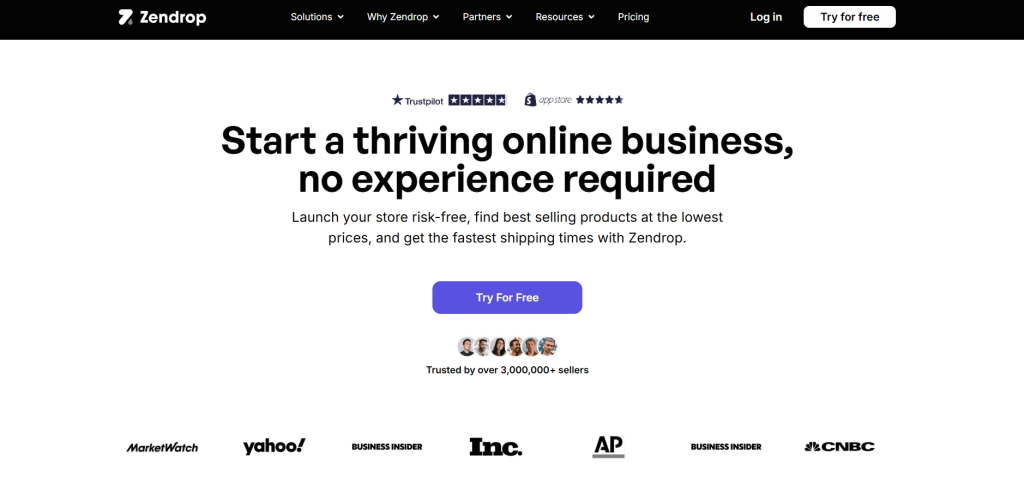Zendrop Homepage Zendrop Homepage