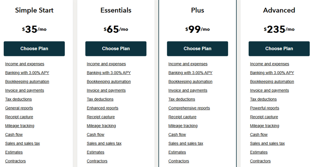 QuickBooks Pricing Plans QuickBooks Pricing Plans