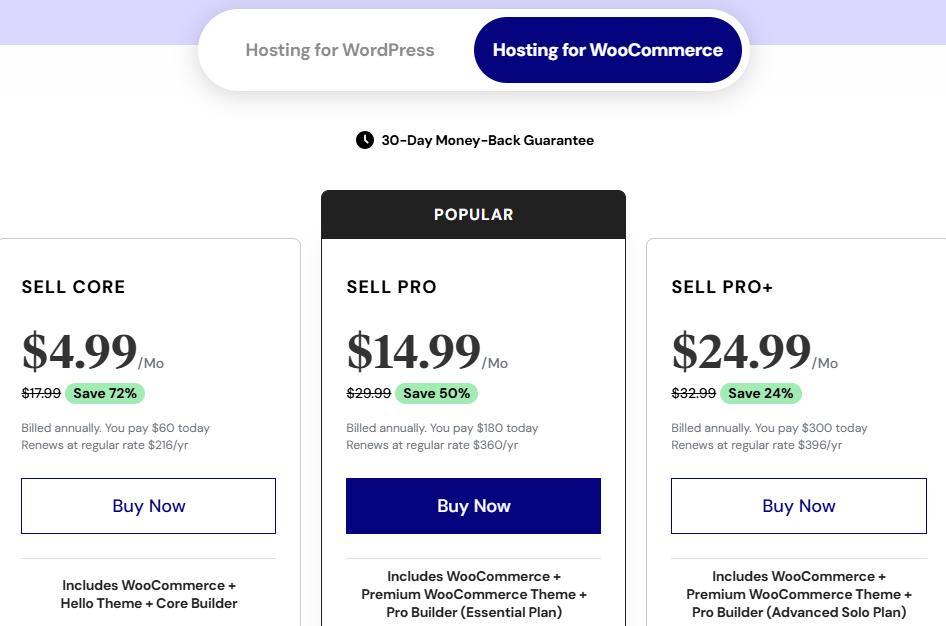 WooCommerce Hosting Pricing Plans
