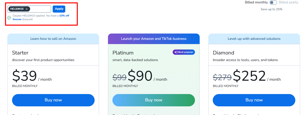 10% Lifetime Discount on Helium 10
