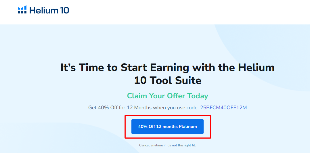 Helium 10 Black Friday Page