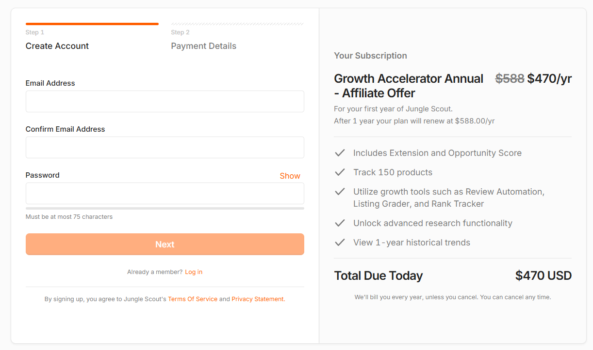 Create Account On Jungle Scout